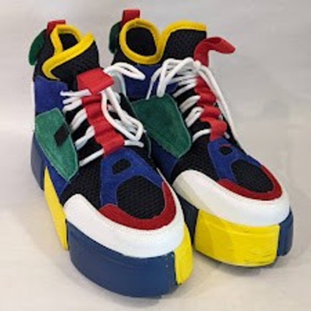 Anthony Wang Cranberry-01 Womens Multi Color Block Platform Sneakers Size 8.5